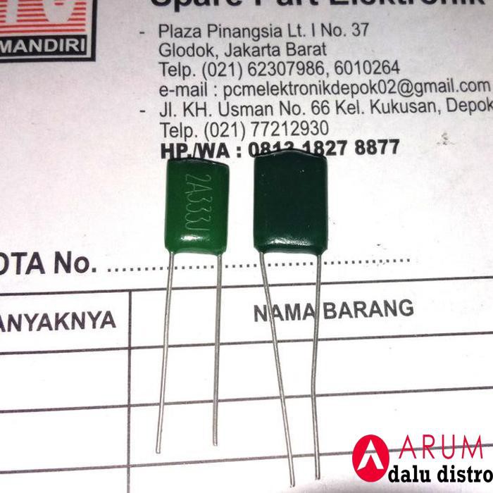 Kapasitor 2A333J 2A333J100V 333J 33Nf 100V 33 Nf Mylar Capacitor Pcmelebik54