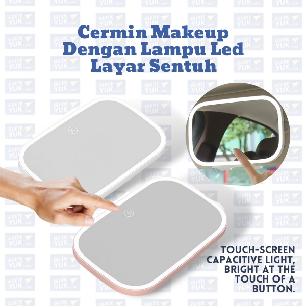 Cermin Makeup Dengan Lampu Led Layar Sentuh Dapat Disesuaikan Untuk Sun Visor Mobil [READY STOCK]