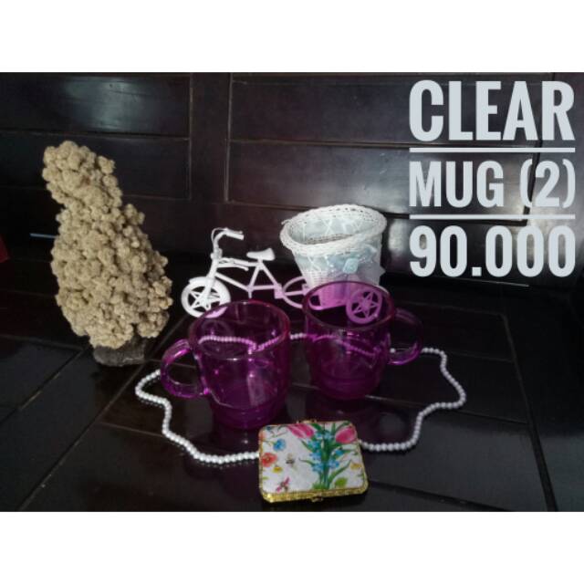 Tupperware Clear Mug Ungu 2pcs