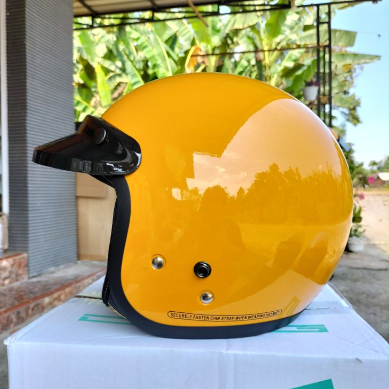 HELM BOGO RETRO DEWASA FULL LEHER KACA DATAR SNI