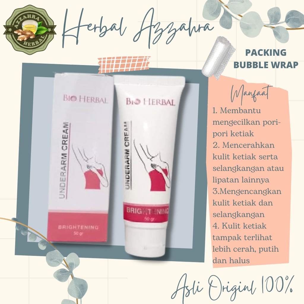 Underarm Cream Pemutih Ketiak Instant Cepat / BIO HERBAL Underarm Cream BPOM / Pencerah Lipatan Badan / Pemutih Pencerah Ketiak dan Selangkangan