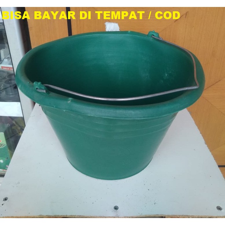 EMBER PLASTIK HIJAU 3 RODA SEDANG / EMBER COR ANTI PECAH / EMBER BANGUNAN