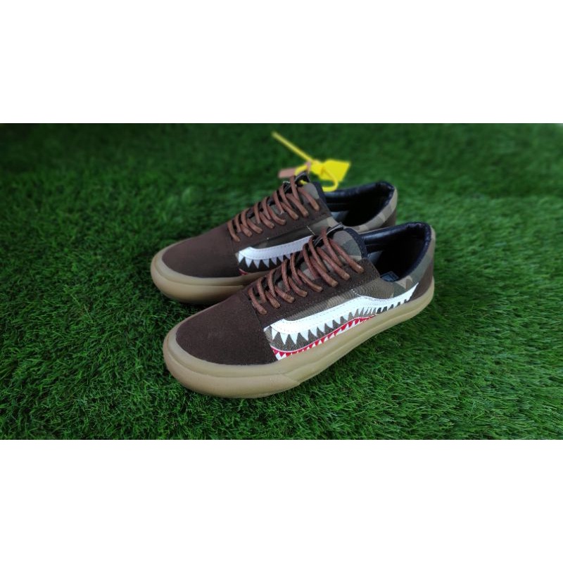 COD SEPATU SNEAKERS VANS OLDSKOOL BAPE CAMO BROWN SOLE GUM TERLARIS