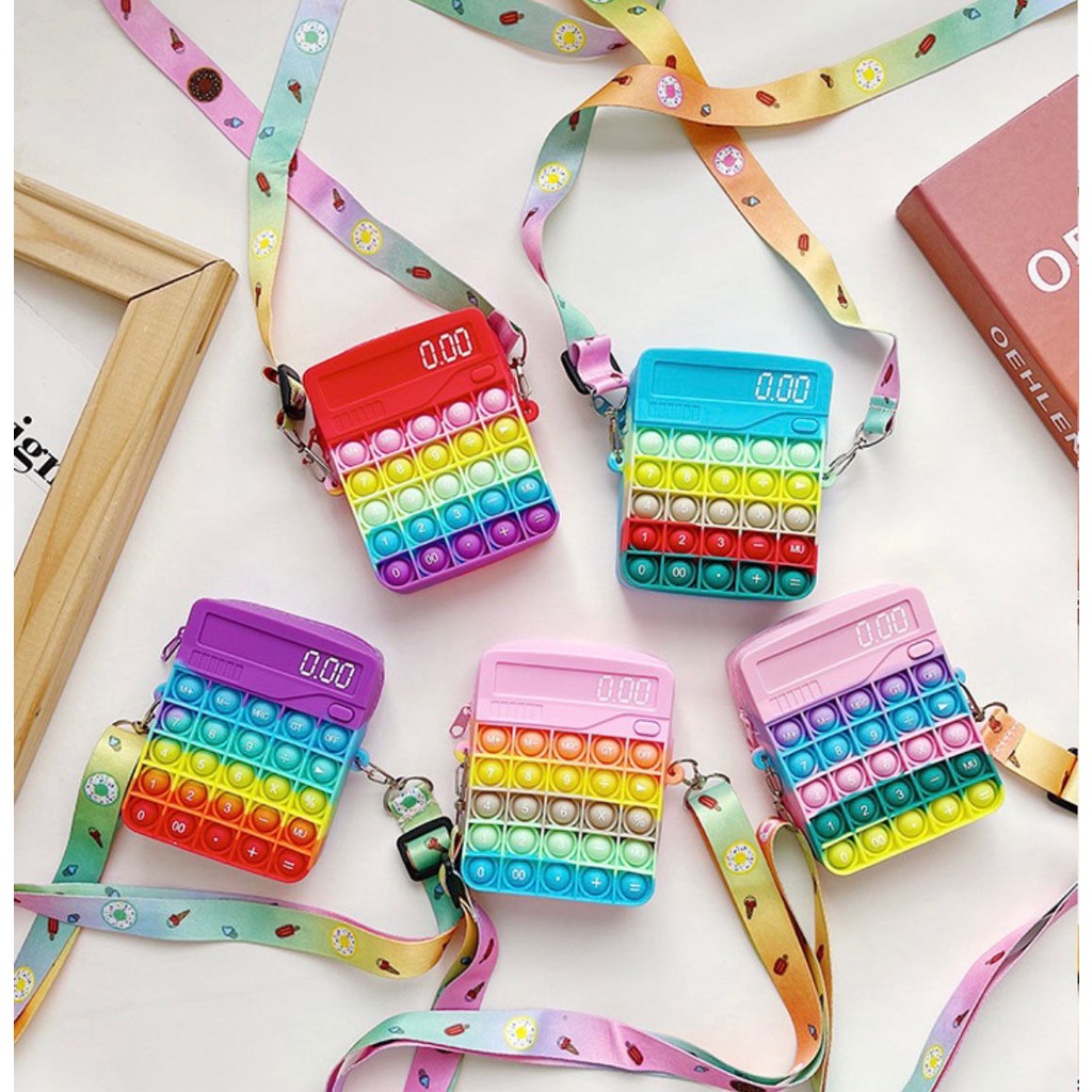 Tas anak PopIt Karakter FOX mini sling bag fidget toys - Girl Purple