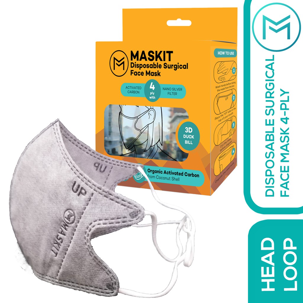 Masker Duckbill Maskit 4 Ply Kemenkes Hijab Head Loop