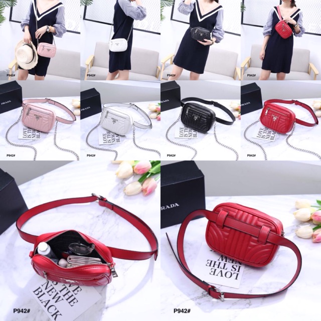 V,P942# Prada Belt Bag + BOX