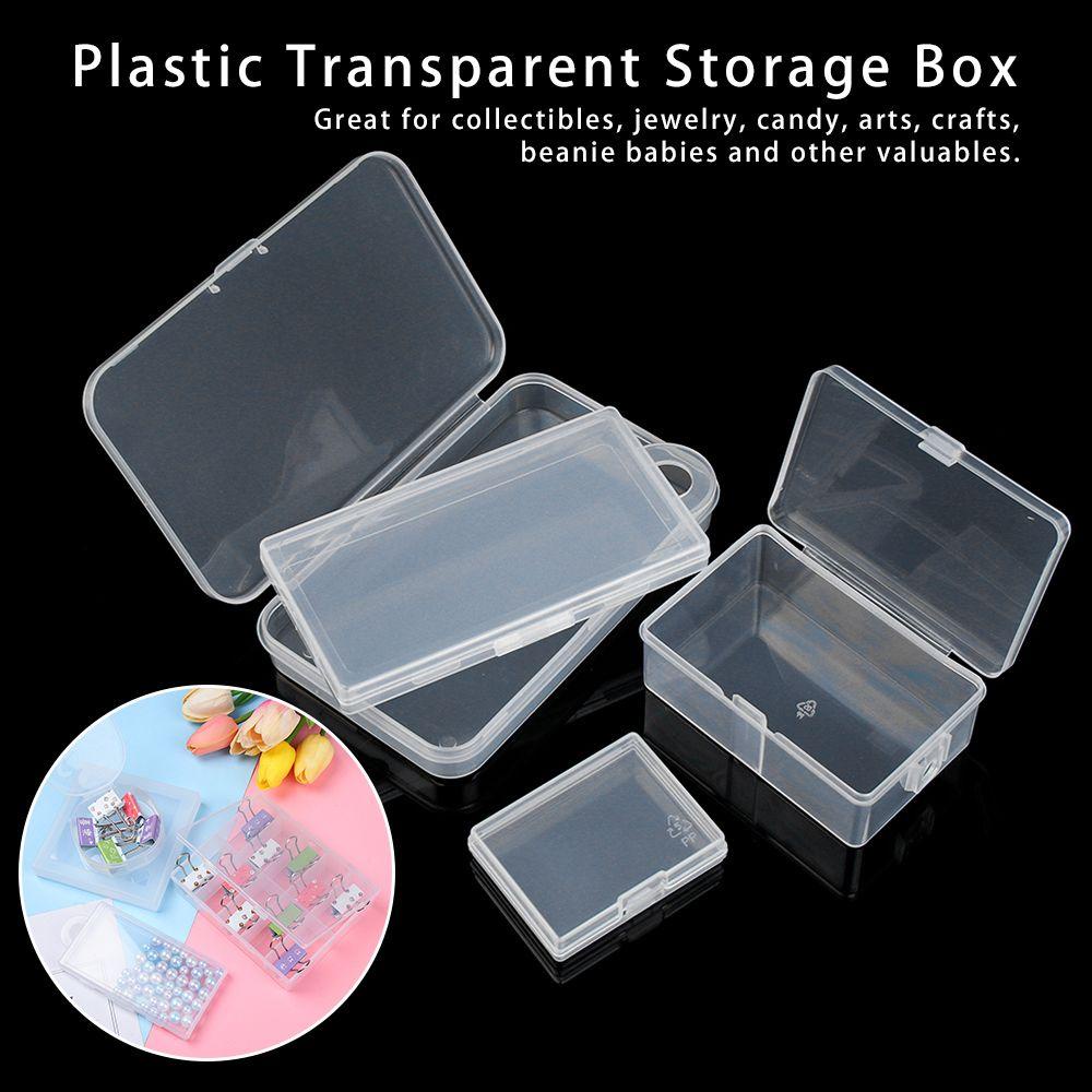 R-FLOWER Storage Box Square Bening Klip Kotak Perlengkapan Penyimpanan Pil Organisasi Rumah