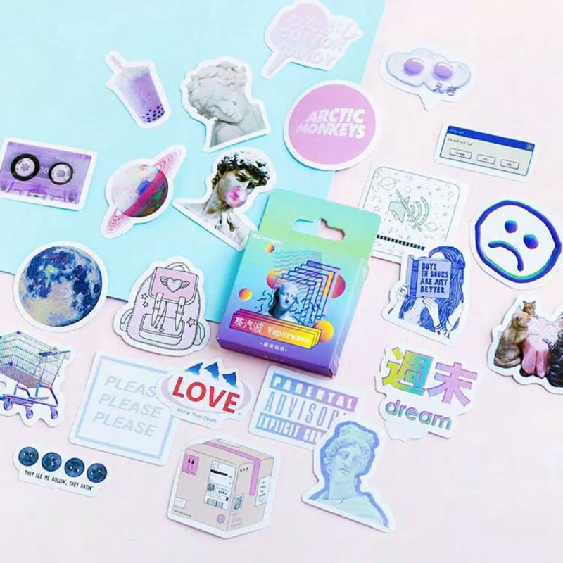 

45 Pcs Stiker Vaporwave/Retro untuk jurnal/scrapbook I FREE GIFT