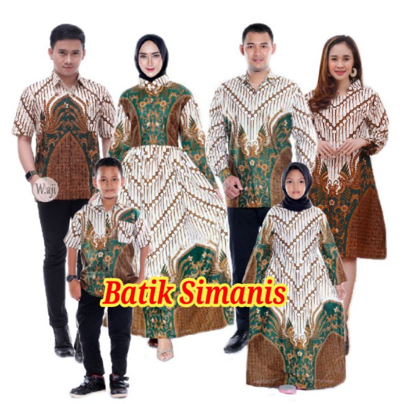 BATIK COUPLE KELUARGA sania ruffle ori ndoro jowi dnt motif seno hijau botol