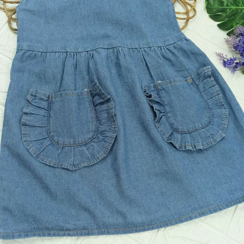 Dress Anak Perempuan / Dres Anak Perempuan / Dress Jeans Anak Overall SAKU REMPEL By Laurakids 2-5 Tahun