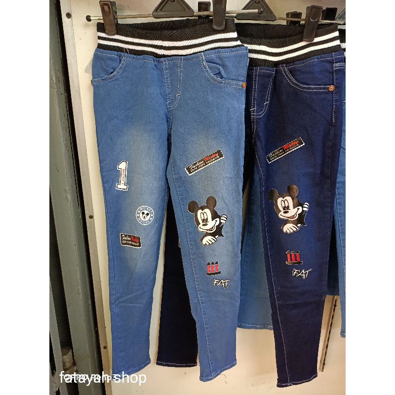 Celana Legging Jeans Anak Cewe SoftJeans Anak Pinggang Karet/Karakter