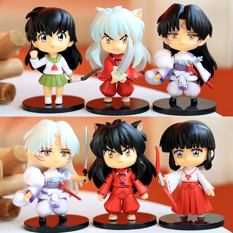 6pcs / Set Mainan Action Figure Model Anime Inuyasha Sesshomaru Sango 10cm Untuk Koleksi / Hadiah