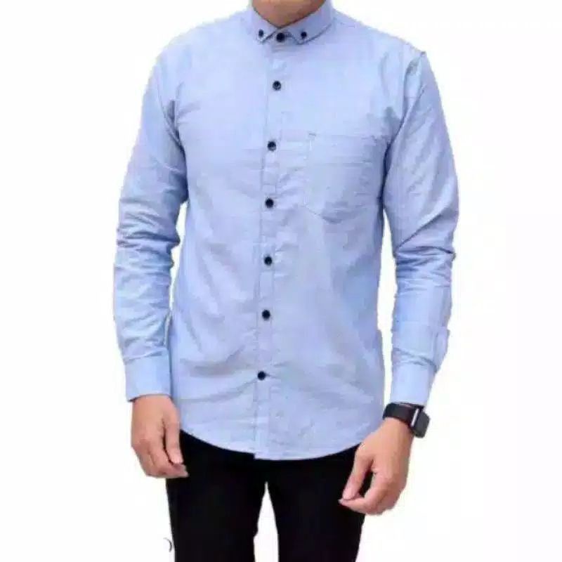 kemeja pria bigg size polos lengan panjang premium bisa cod casual