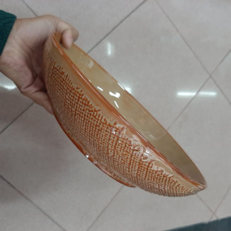RUSTIC SOUP PLATE PIRING SAJI KERAMIK SANGO PIRING LAUK MOTIF HITS KEKINIAN COKLAT COKELAT EARTH