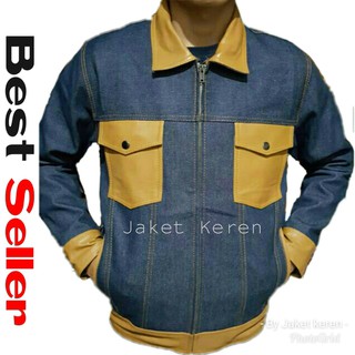55 Model Jaket Jeans Kombinasi Kulit Terbaru