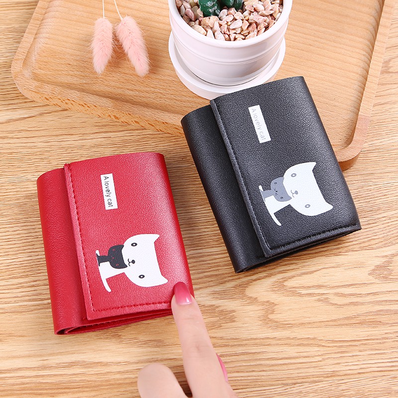 EV DOMPET WANITA D32 IMPORT DOMPET LIPAT/ CANTIK / GAMBAR KUCING