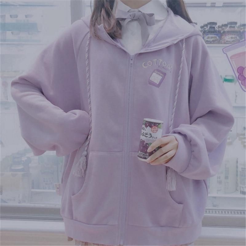 ZIPPER HOODIE WANITA COTON PURPLE - JAKET CEWEK PREMIUM