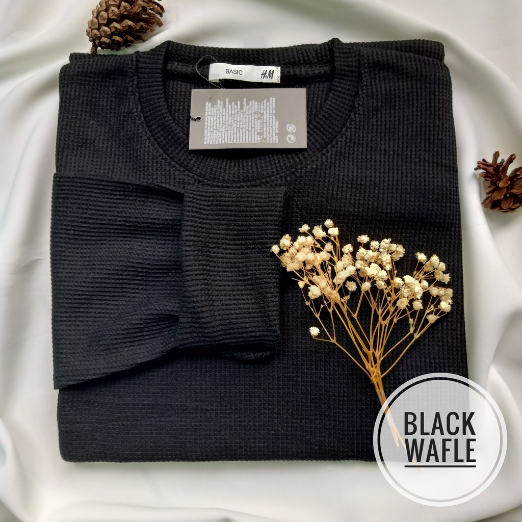 PART II Kaos Rib Premium / Kaos Grosir / Kaos Rib Premium Tebal / Kaos Lengan Panjang Termurah-Black wafer