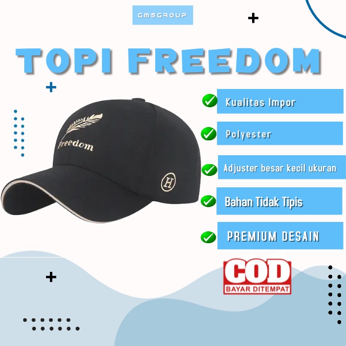 Topi  Impor Trendy Unisex  FREEDOM  topi baseball Golf