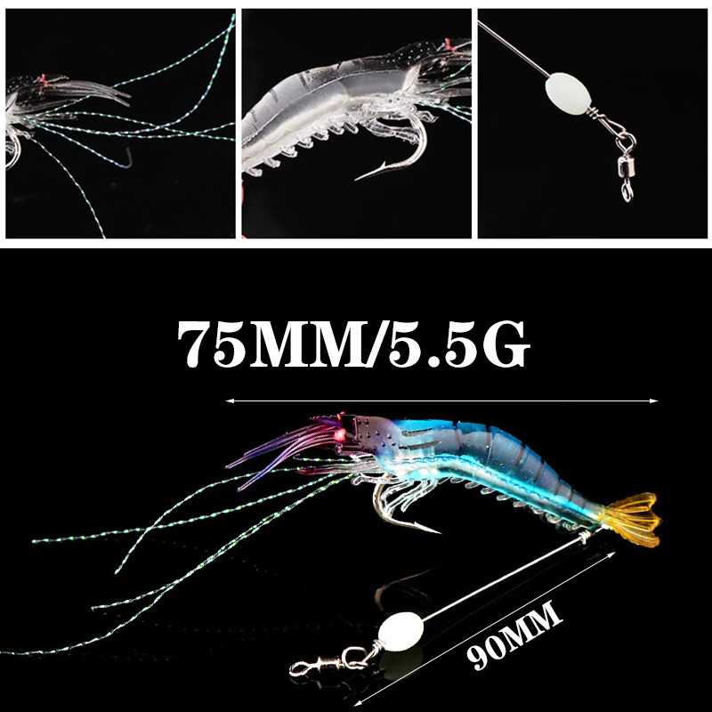 WDAIREN Umpan Pancing Udang Kecil Luminous Shrimp Soft Bait Lure