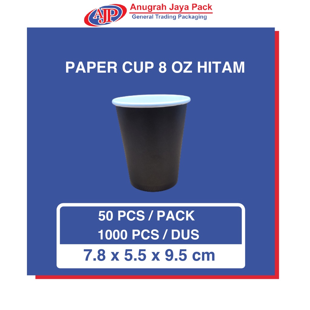 Paper Cup 8 Oz Hot / Gelas Kertas Minuman Panas 8 Oz Warna Hitam