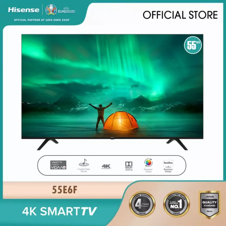 HISENSE SMART TV LED 55 INCH 55E6F GARANSI RESMI HISENSE TERMURAH