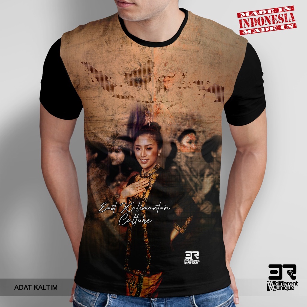 KAOS PRIA KAOS PRINT DISTRO 3R ADAT INDONESIA KALIMANTAN TIMUR