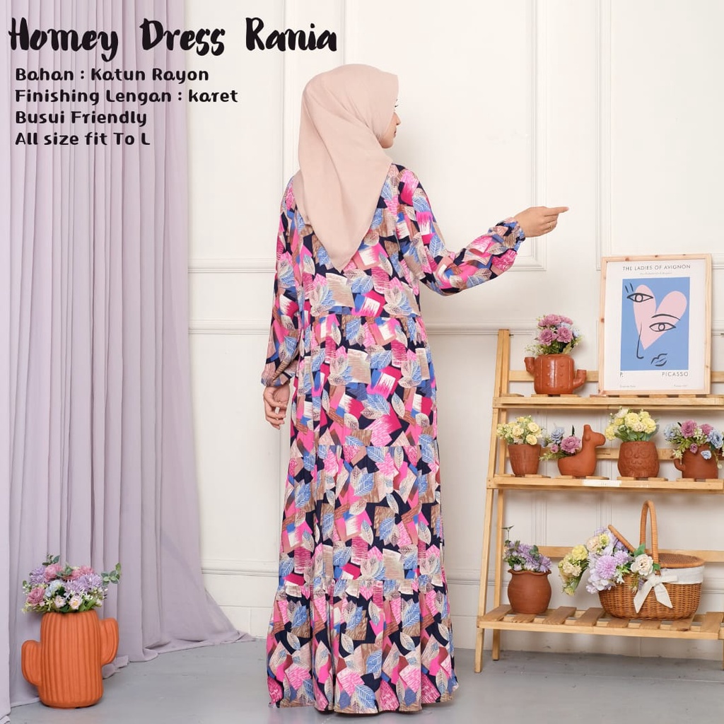 TERMURAH!!(BISA COD)HOMEY DRESS MOTIF_HOMEY DRESS RANIA_BAHAN KATUN RAYON_GAMIS WANITA_BESTSELLER