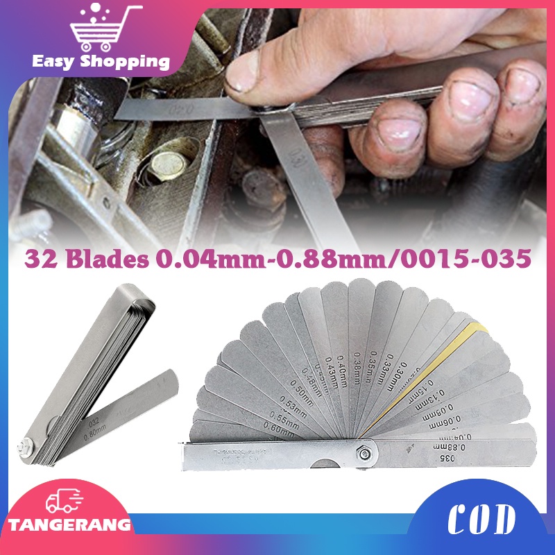 Feeler Gauge 32 Blades/Metric Imperial Gapped Filler Measure/Kit Pengukur Ketebalan