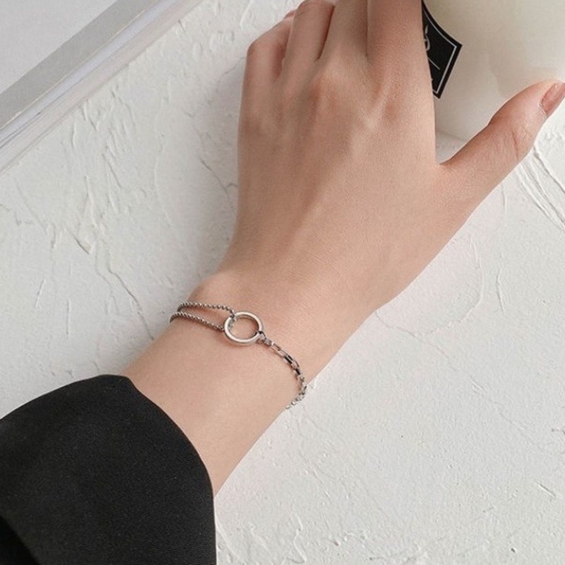 Simple and simple geometric round temperament wild niche asymmetrical bracelet 210807