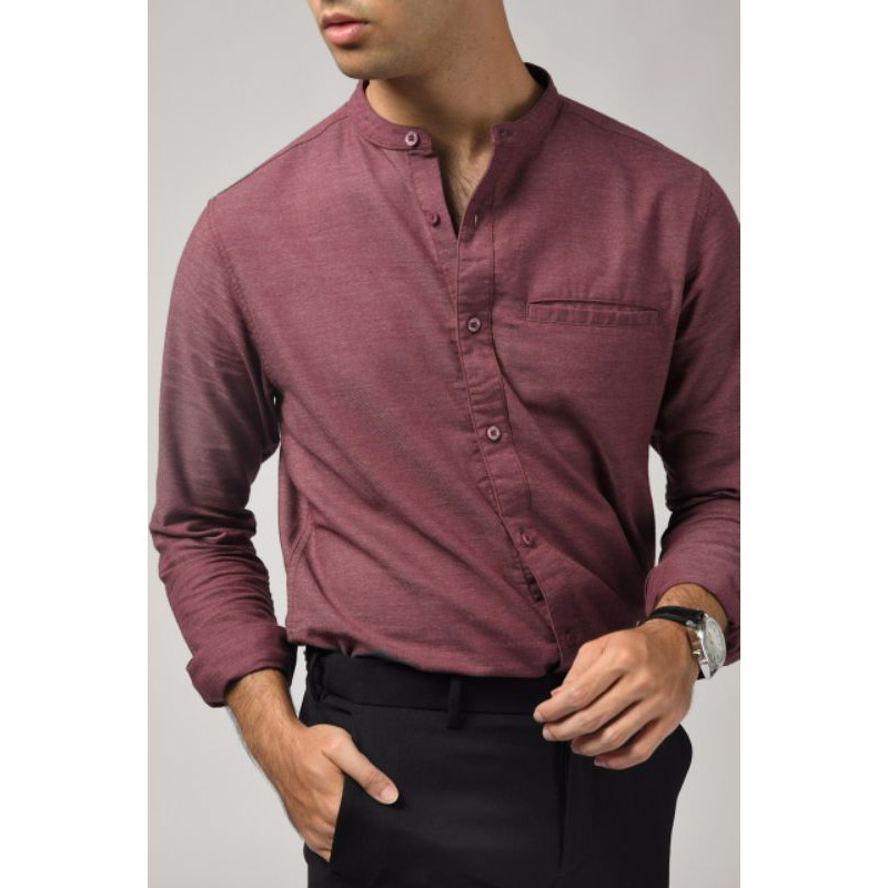 READY KALPEN COLLARLESS SHIRT PLUM preppstudio size M