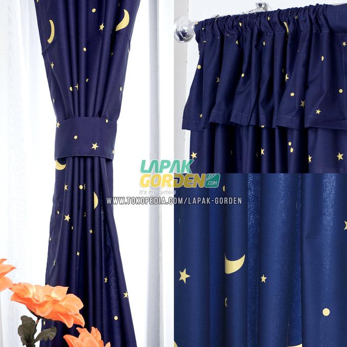 Gorden Minimalis Bahan Kain Katun Motif Star DISKON