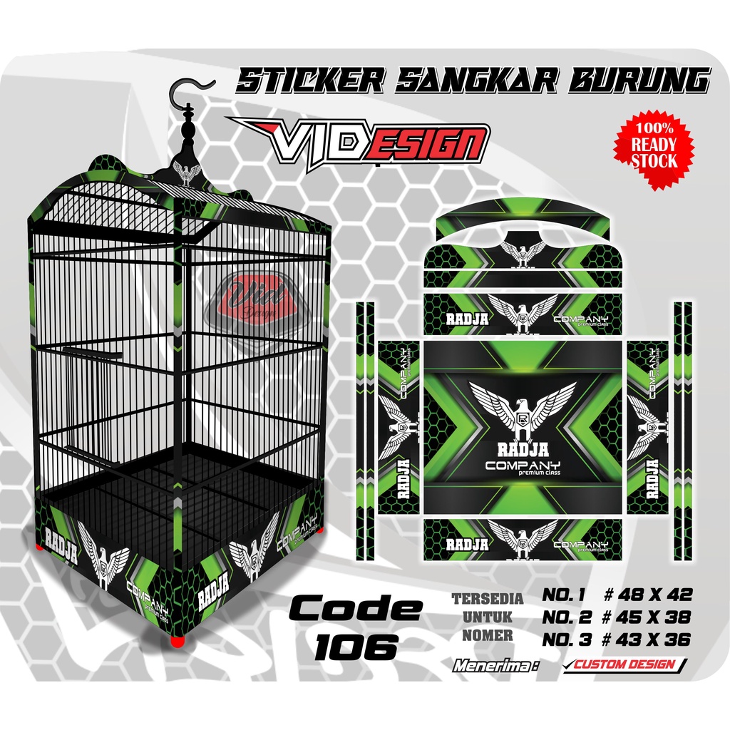 STIKER SANGKAR KOTAK DECAL KANDANG BURUNG KACER CUCCA IJO RADJA NO 1 2 3