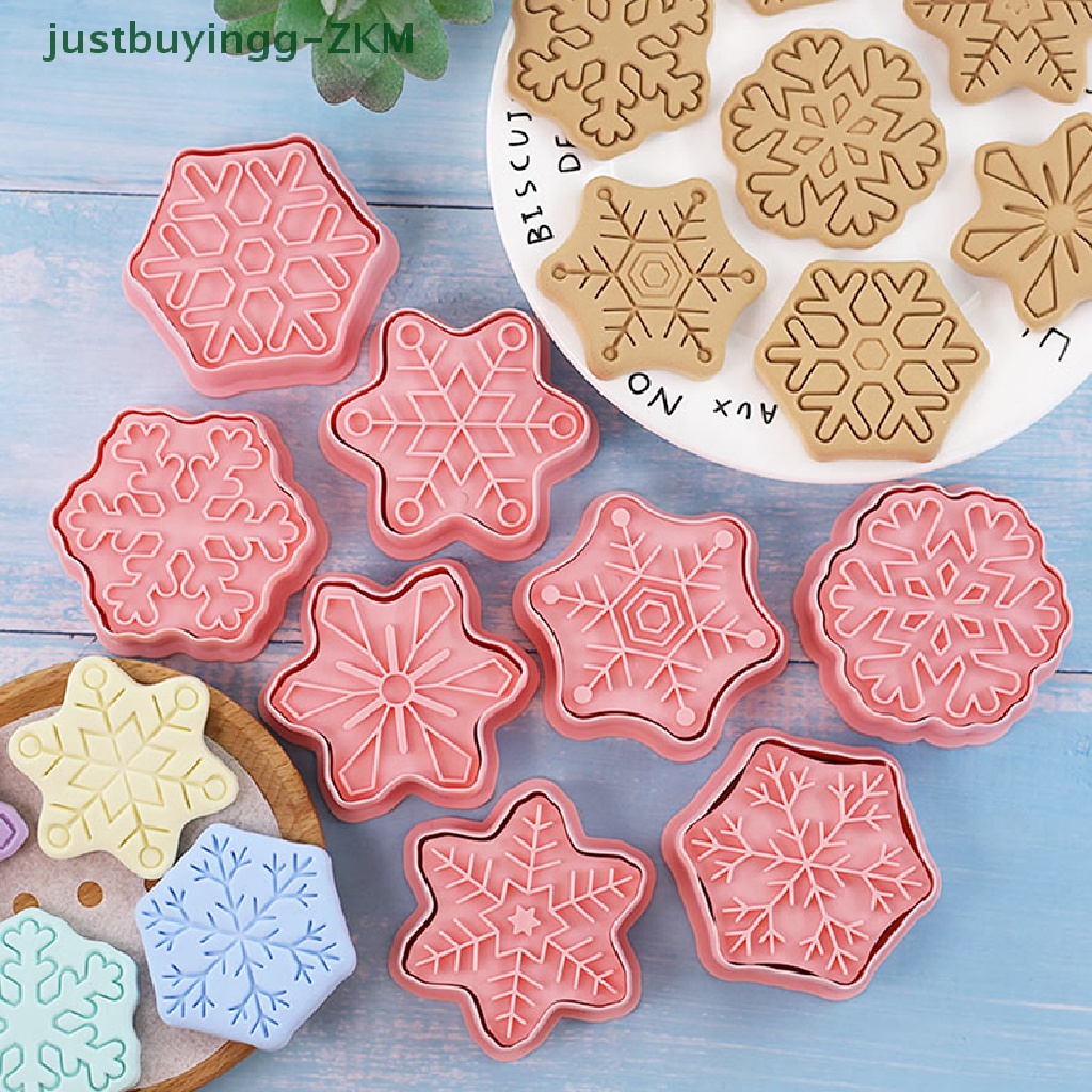 8 Pcs Cetakan Kue Bentuk Snowflake Bahan Plastik