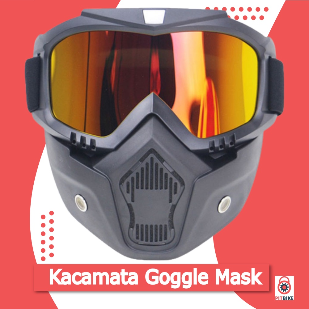 TAFFSPORT BOLLFO Goggle Mask Kacamata Helm Retro Masker Motor Cross Helm Pria Wanita Dewasa Gogle Ma
