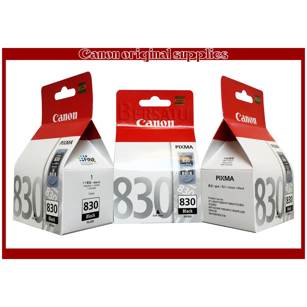 Tinta Catridge Canon PG 830 ∬ Original Black/Hitam Printer IP1880/1980 MP145 198 228 476 ♕ L0 SM Q1
