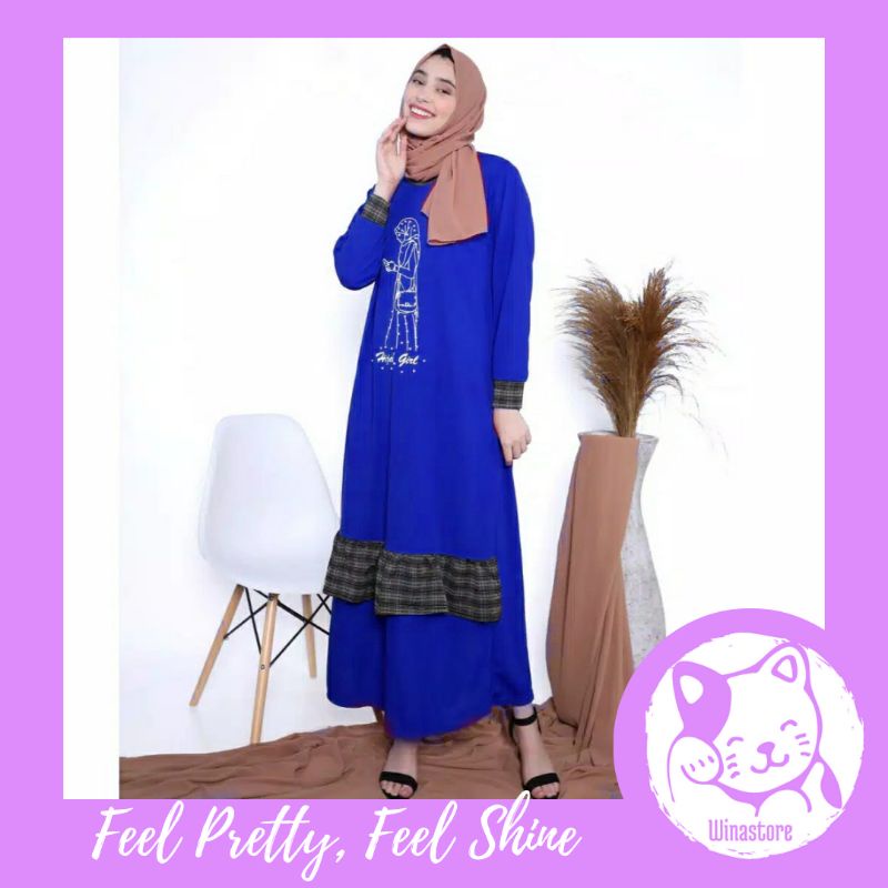 Gamis Babyterry polos dress kaos mutiara homedress remple rempel