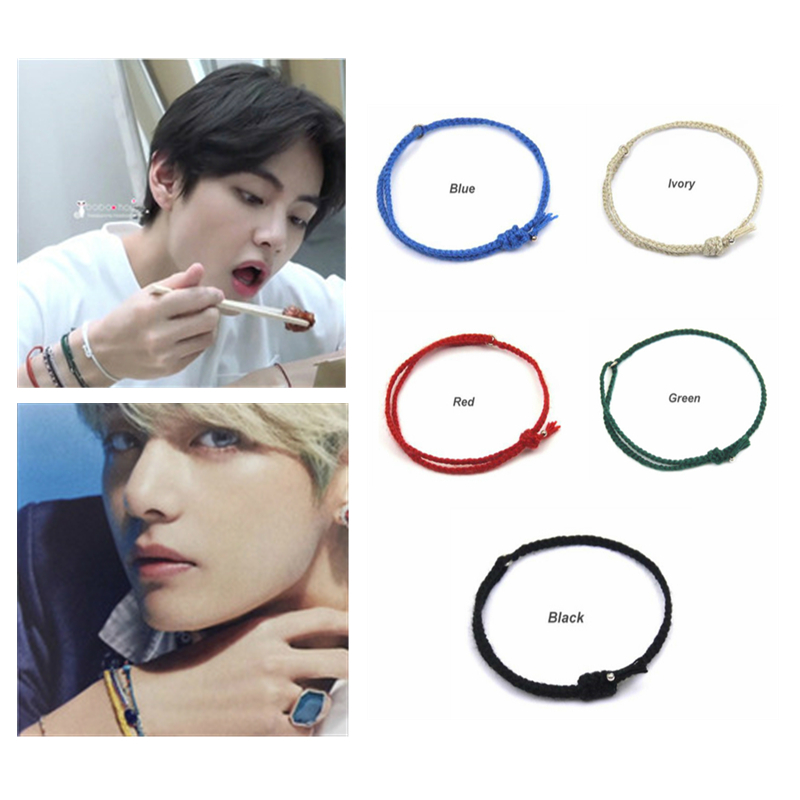 5Pcs/Set Kpop  Bracelet Set Jungkook V Kim Tae Hyung Hand Rope Hand-woven