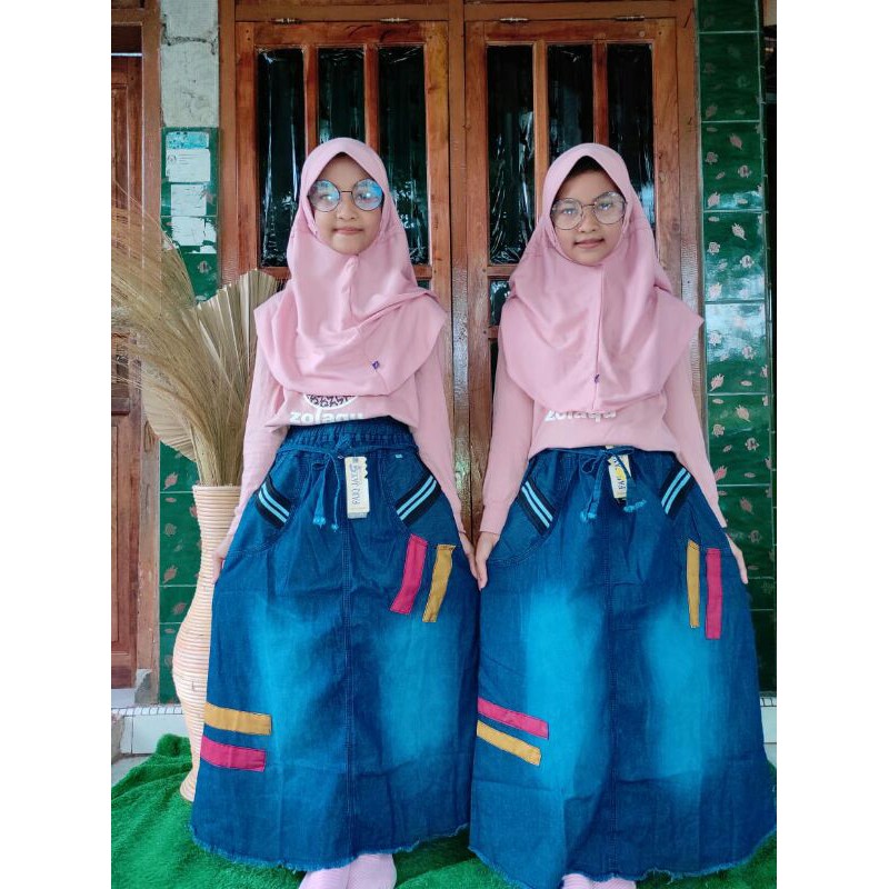 Rok Jeans Anak Usia 9-11 Tahun/Rok Levis Anak Tempel Rawis/Jeans Anak Perempuan 3-5 SD