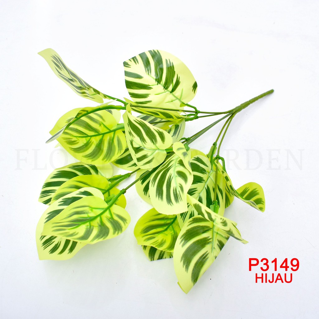 TIB DAUN KELADI BUNGA TANGKAI PLASTIK BUNGA ARTIFISIAL BUNGA TANGKAI BUNGA HIASAN P3149-HIJAU