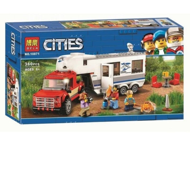 Bricks Block Mobil Pick Up dan Caravan Holiday