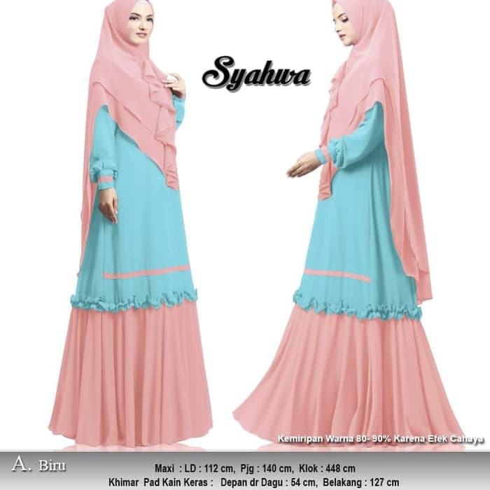 SPESIAL ATASAN PAKAIAN WANITA MUSLIM GAUN SETELAN syari syahwa biru baju muslim cerutty premium ISLA