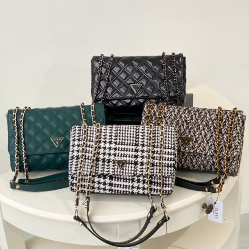 Gb580 Guess Cessily Tweed Convertible Crossbody Bag