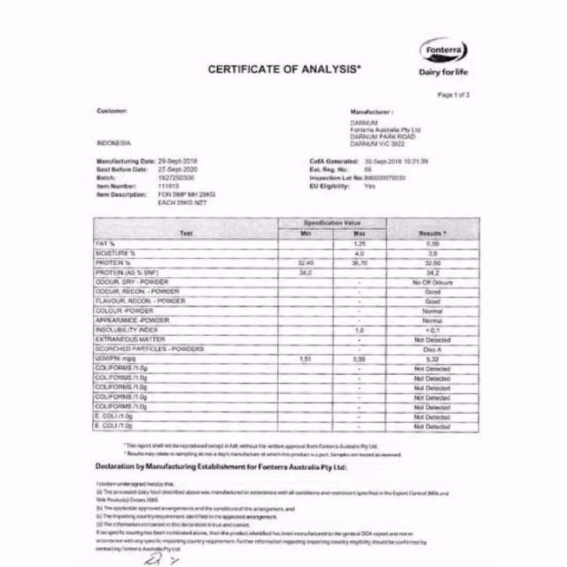 1 Kg Susu Bubuk Skim Milk NZMP - Halal Import Fonterra New Zealand