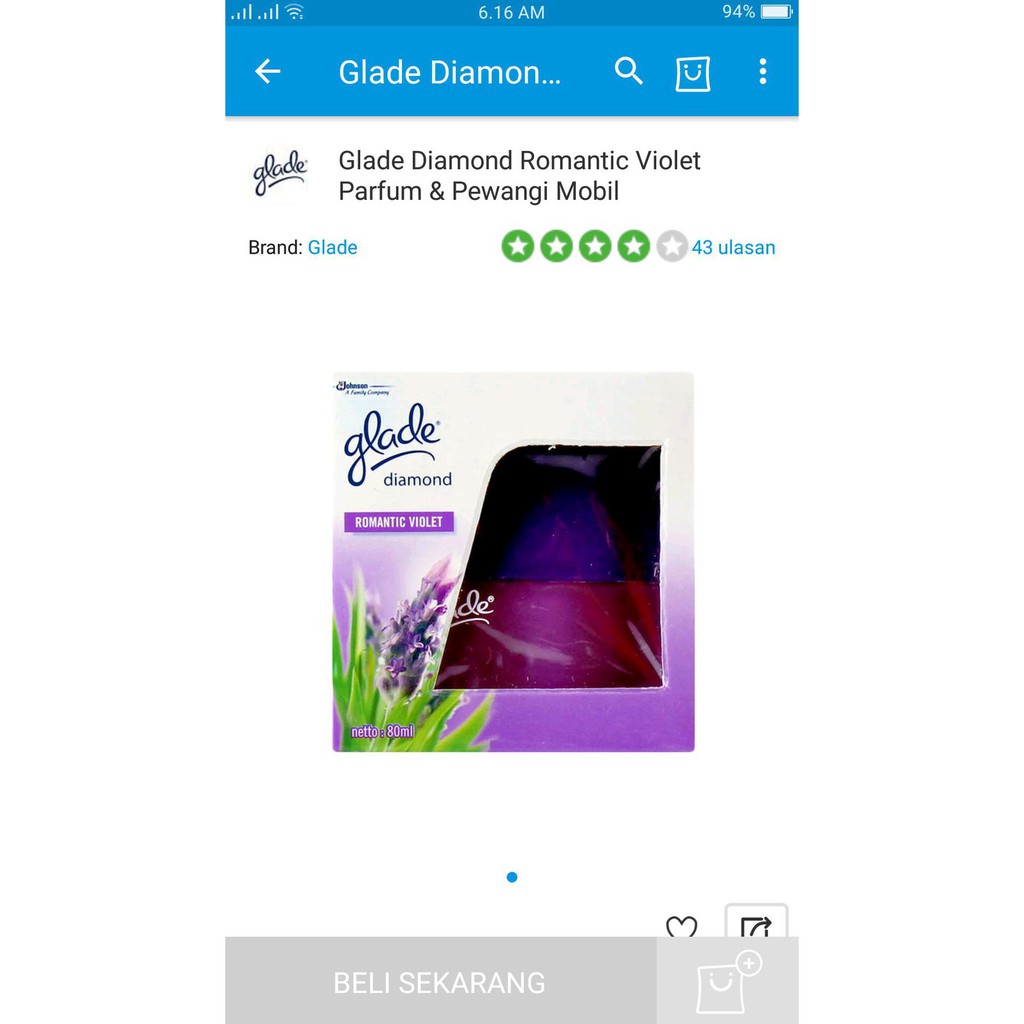 Promo Glade Diamond Romantic Violet 80Ml Free Refill 80Ml
