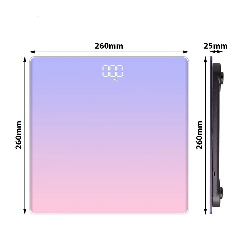 NA - BODY SCALE TEMPERED GLASS SENSOR TIMBANGAN BADAN DIGITAL RAINBOW