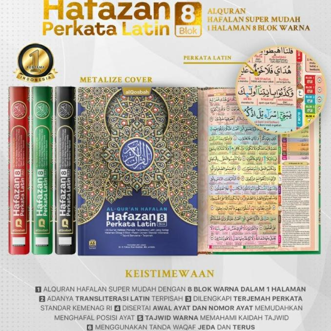 

Al Quran Hafalan Hafazan 8 Blok Warna Perkata Latin Hafalan Premium A4 Termurah