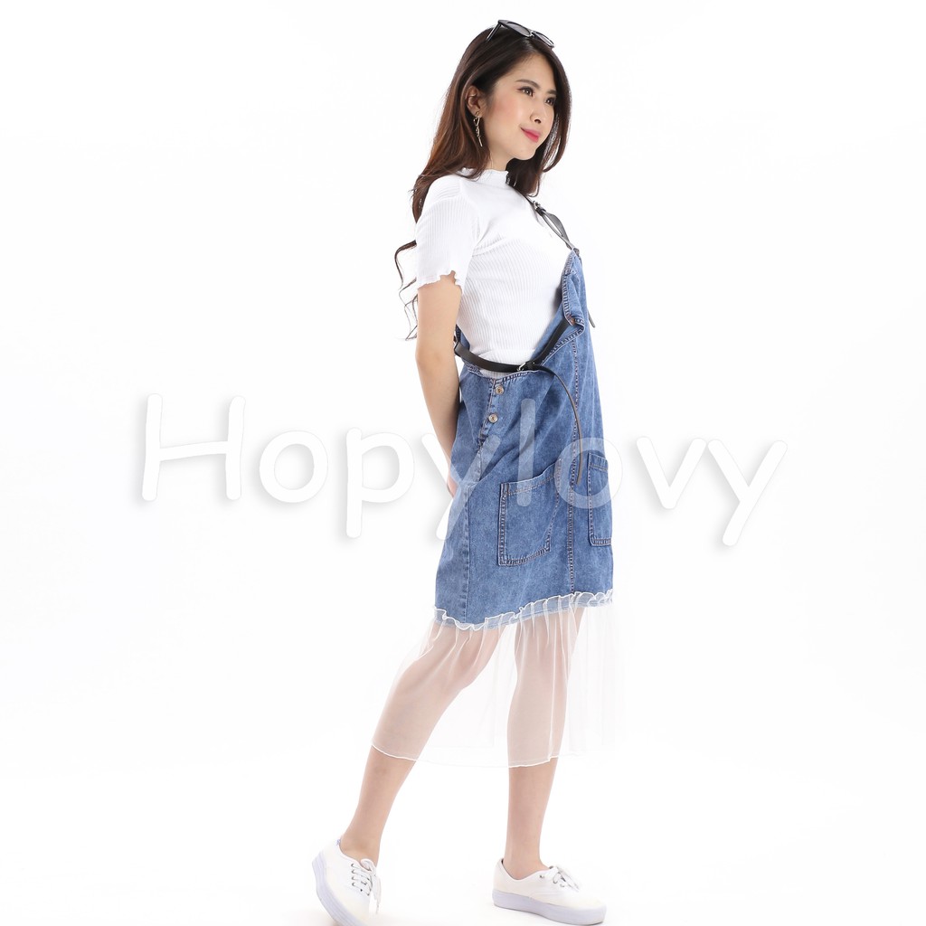 HOPYLOVY SUPER SALE 7.7 - Overall Jeans Wanita Kombinasi Tile Rosela