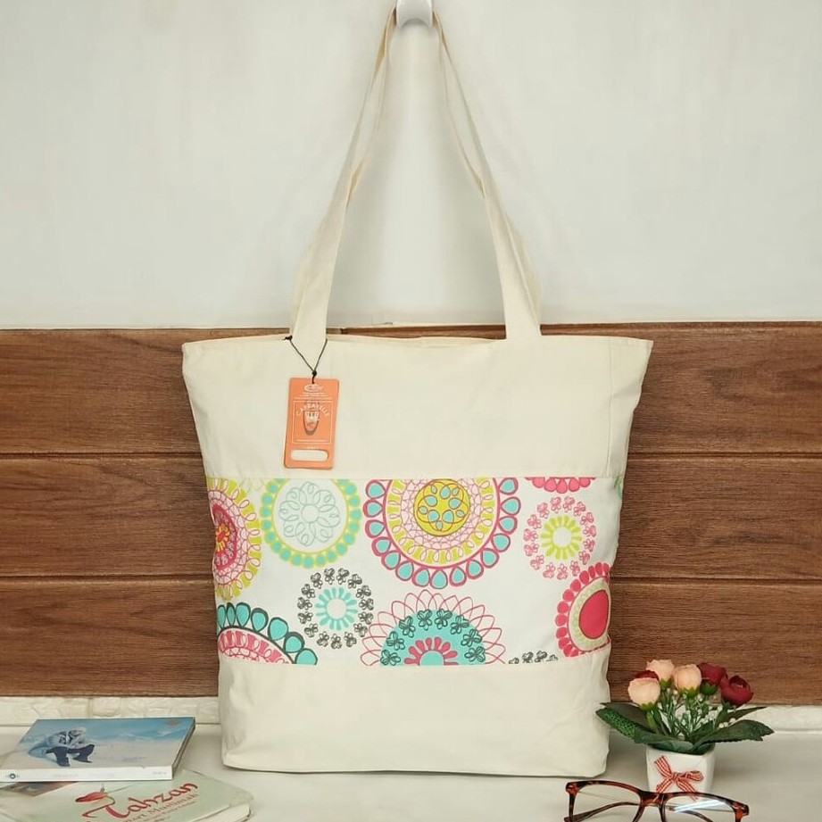 TOTE BAG KANVAS WANITA BALI STYLE / TOTEBAG KANVAS BISA CUSTOM SABLON TT 021