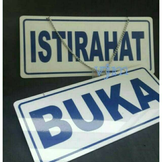 

Plat acrylic tulisan buka istirahat, sign label akrilik